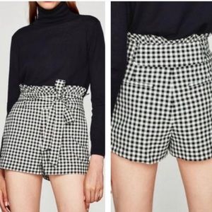Zara Black and White Gingham Shorts Size S